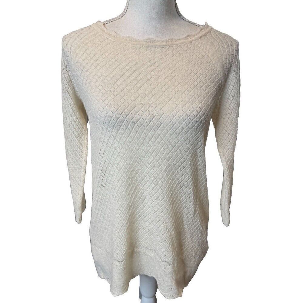Vintage Anthropologie Moth Sweater Tunic Medium Wool Ethereal Dainty Cable Knit